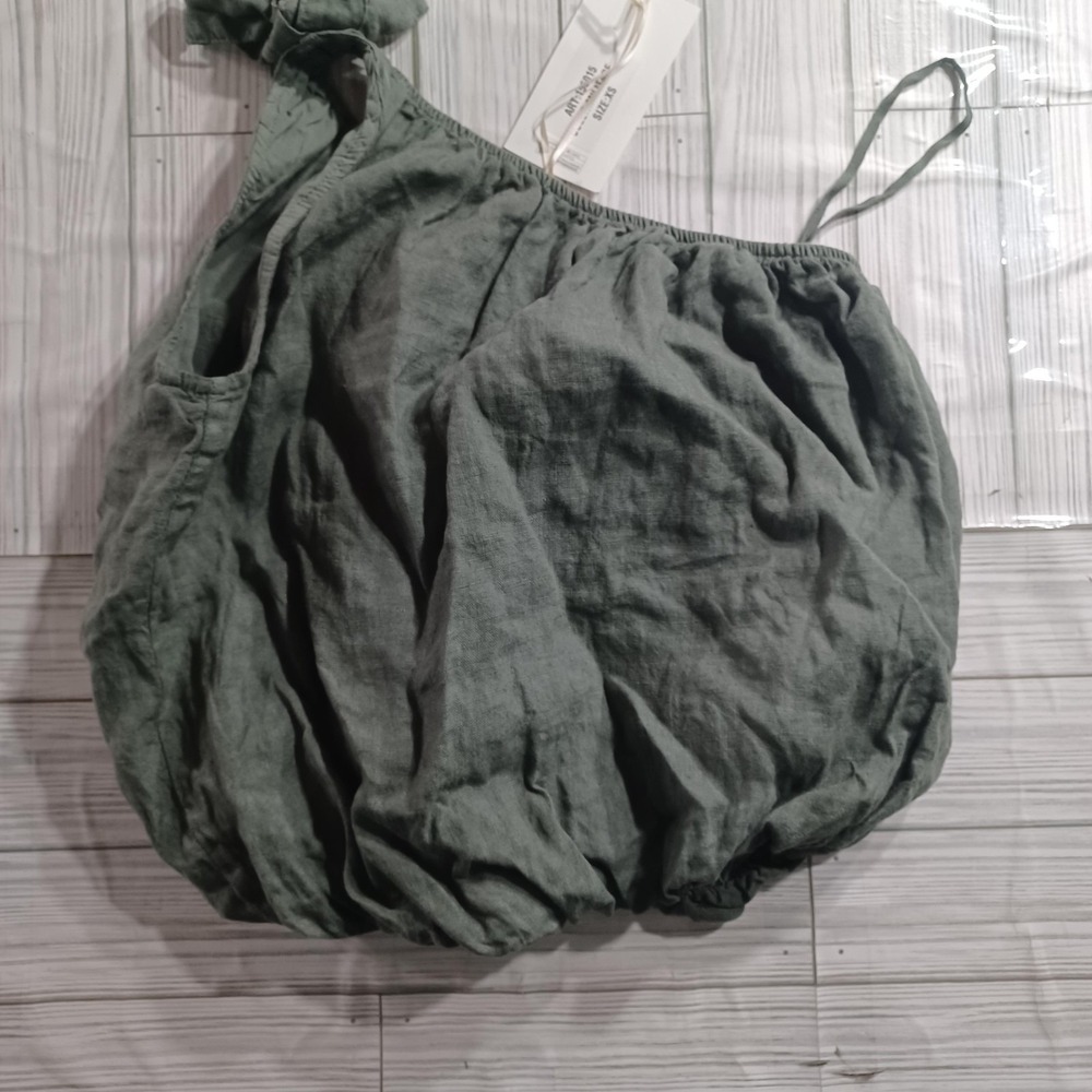 Milio Milano Tank Top Womens XS Green Bow Strap Bubble Camisole Made In Italy